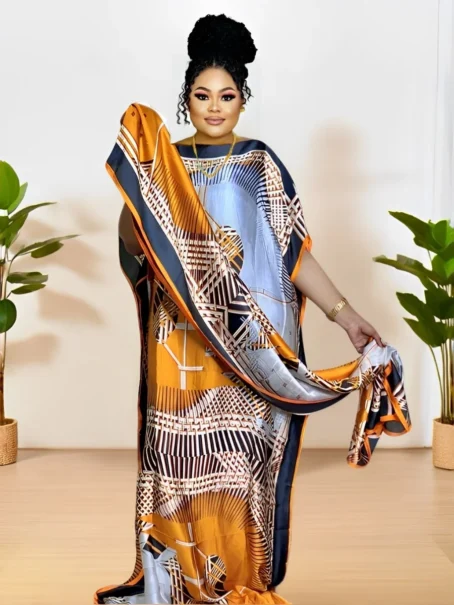 Superbe robe caftan à motifs africains pour femmes, vêtements du Ramadan grande taille